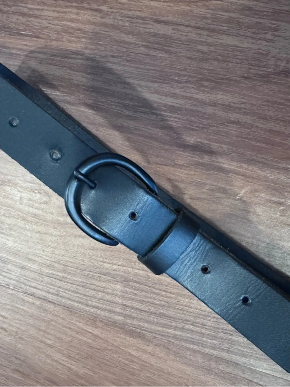 Kids Black Leather Belt with Matte Black Oval Buckle